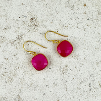 AME earrings, fuchsia chalcedony and 18K gold-plated sterling silver.