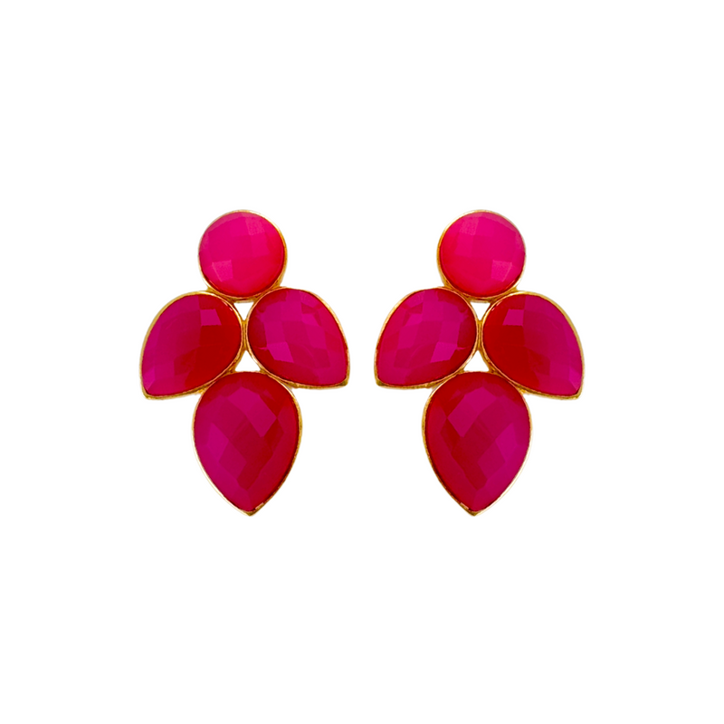 AURORE leaf øreringe, fuchsia og 18K forgyldt sterling sølv.