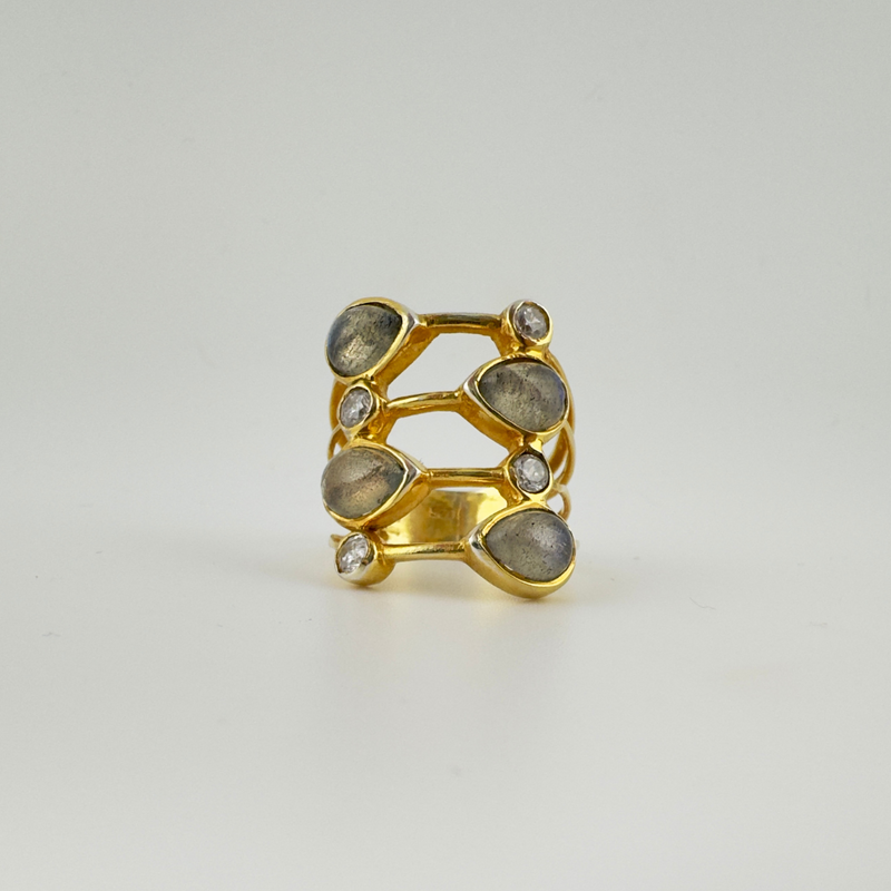 EDEN ring, labradorite and 18K gold-plated sterling silver.