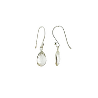 EDEN tiny drops earrings, white topaz and sterling silver.