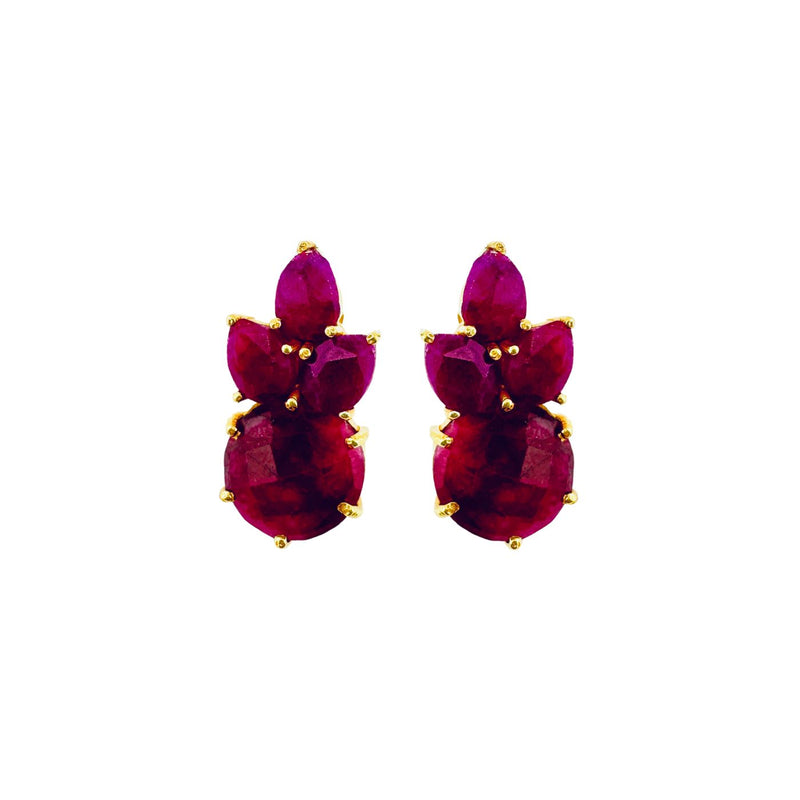 ISADORA earrings, pink chalcedony and 18K gold-plated sterling silver.