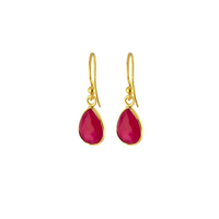 EDEN tiny drops earrings, fuchsia chalcedony and 18K gold-plated sterling silver.