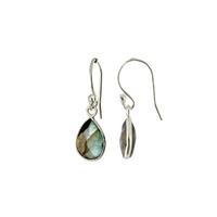 EDEN tiny drops earrings, labradorite and sterling silver.