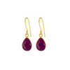 EDEN tiny drops earrings, ruby ​​chalcedony and 18K gold-plated sterling silver.