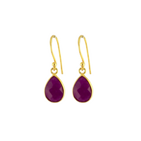 EDEN tiny drops earrings, ruby ​​chalcedony and 18K gold-plated sterling silver.