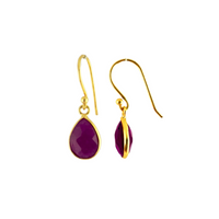 EDEN tiny drops earrings, ruby ​​chalcedony and 18K gold-plated sterling silver.