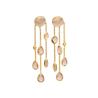 EDEN drop earrings, pink, champagne chalcedony and 18K gold-plated sterling silver.