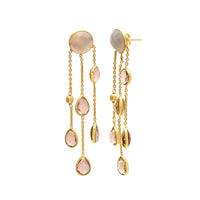 EDEN drop earrings, pink, champagne chalcedony and 18K gold-plated sterling silver.