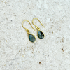 EDEN tiny drops earrings, labradorite and 18K gold-plated sterling silver.