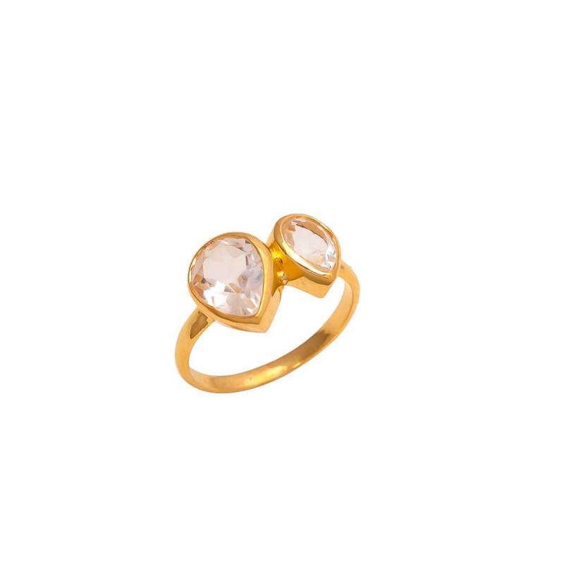 FAY UNITY ring, rosa kvarts og 18 karat forgyldt sterling sølv.