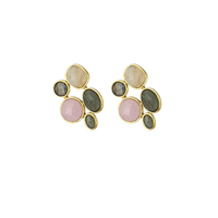 AURA earrings, rainbow moonstone, rose quartz, labradorite and 18K gold-plated sterling silver.