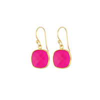 AME earrings, fuchsia chalcedony and 18K gold-plated sterling silver.