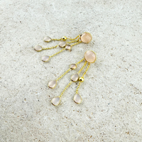 EDEN drop earrings, pink, champagne chalcedony and 18K gold-plated sterling silver.