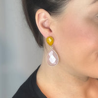 PORTIA earrings, carnelian and fuchsia and 18K gold-plated sterling silver.