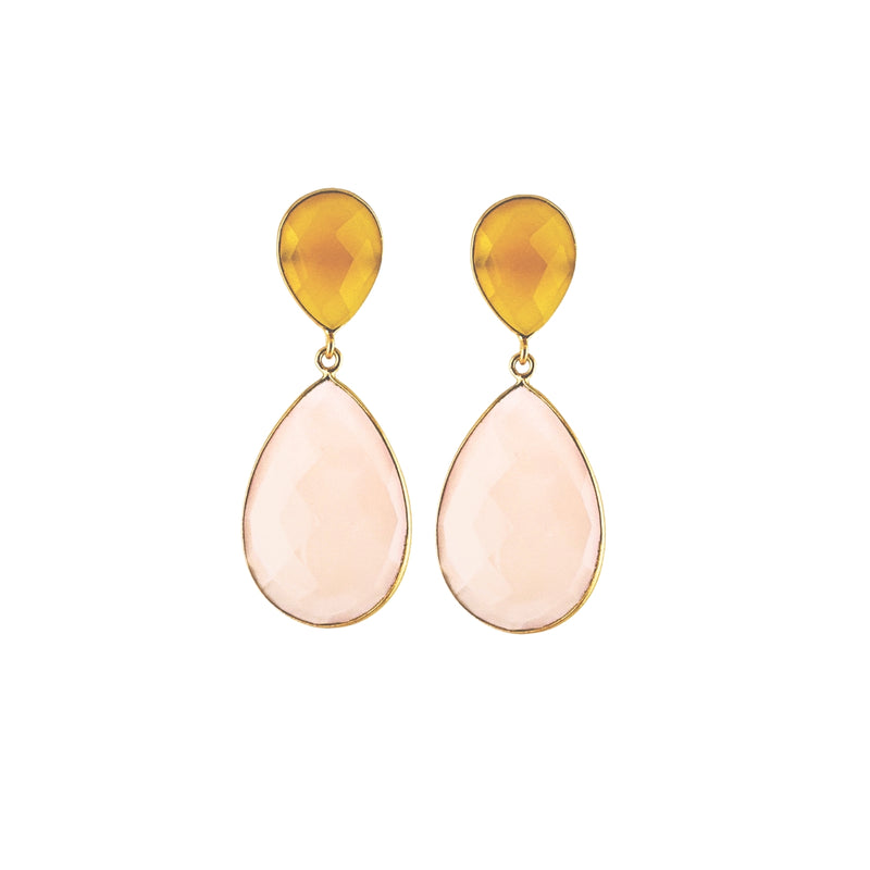 PORTIA earrings, carnelian and fuchsia and 18K gold-plated sterling silver.