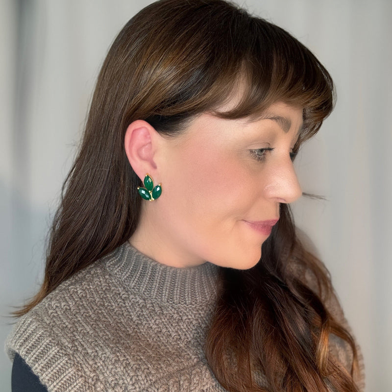 YNES earrings, tiger's eye and 18K gold-plated sterling silver.